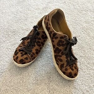 Sezane‎ Womens Basket Brown Leopard Calf Hair Tennis Shoes EU 39 Sneakers Paris